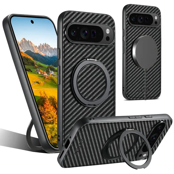 (preto, Google Pixel 6 Pro) Capa Protetora De Couro Com Suporte Giratório De 360°, Resistente A Impressões Digitais, Oferece Proteção Completa.