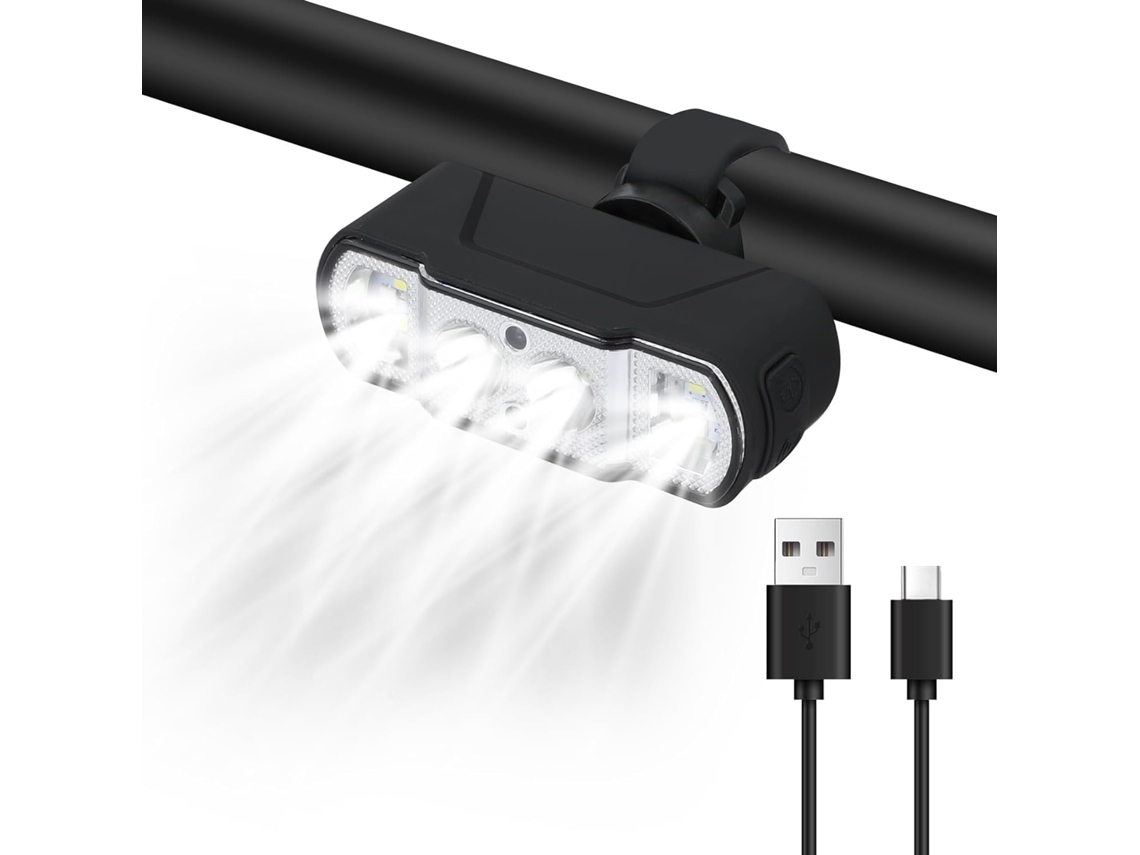 Farol De Bicicleta - 500 Lúmens, Sensor Inteligente, Usb-c (preto)