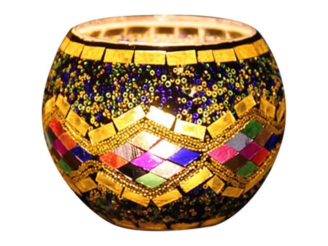 base mosaico de velas de vidro com efeito crackle para decoração e porta lápis