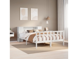Cama Com Estante Sem Colchão 140x200 Cm Pinho Maciço Branco