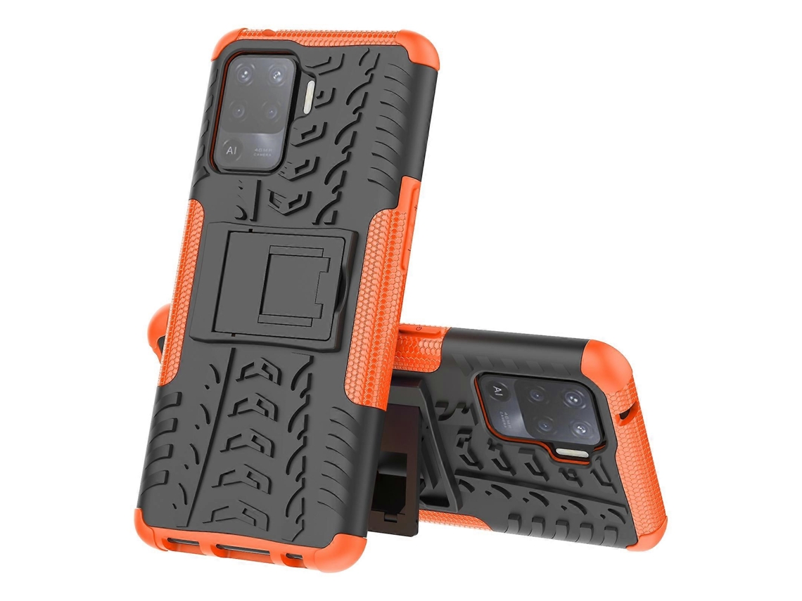 Capa Protetora Resistente A Impactos Com Textura De Pneu Para Oppo A94 4g, Em Tpu + Pc, Com Suporte.