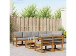 Vidaxl Conjunto De Sofás Para Exterior 9 Unid. Cinza Natural E Claro
