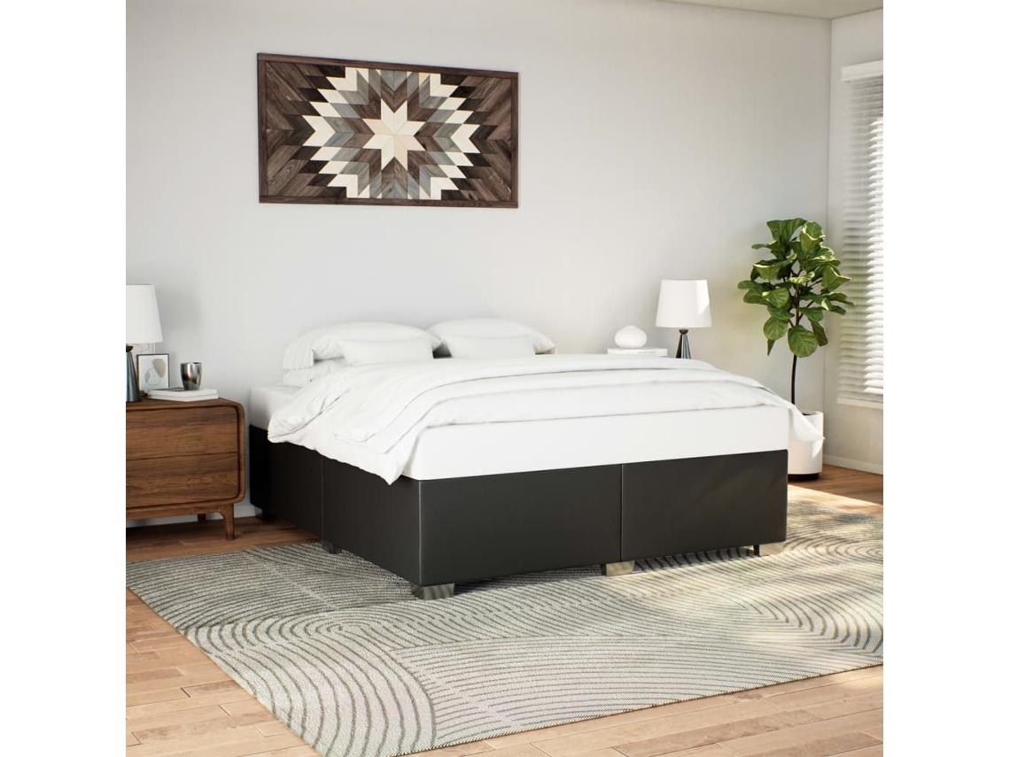 Vidaxl Estrutura De Cama 180x200 Cm Couro Artificial Preto
