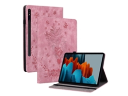 Capa de couro para tablet Webake com estampa de borboleta rosa