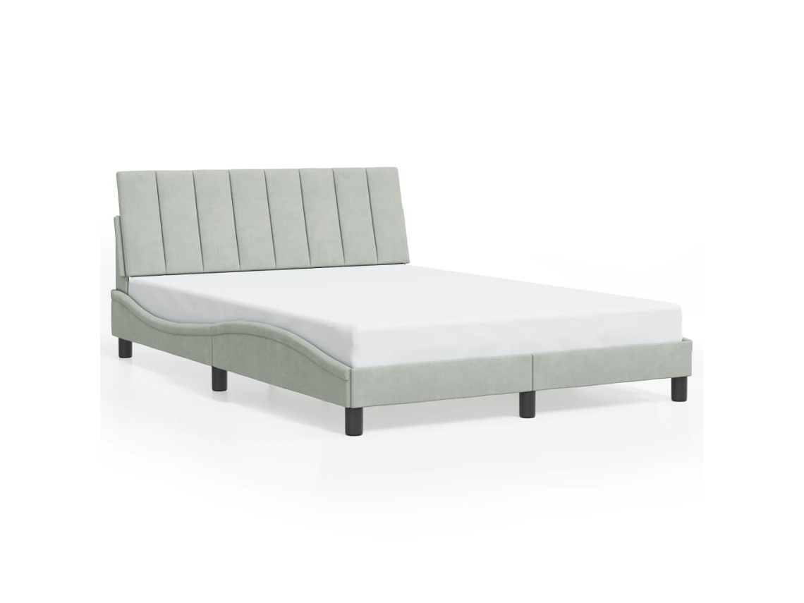 Bed Frame, Bed Frames Vidaxl Cinzeto Madeira Processada (140 X 200 Cm)