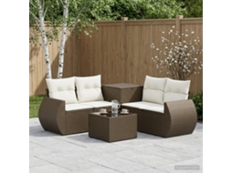 Vidaxl Conjunto De Sofás 6 Unid. Marrom E Branco Creme