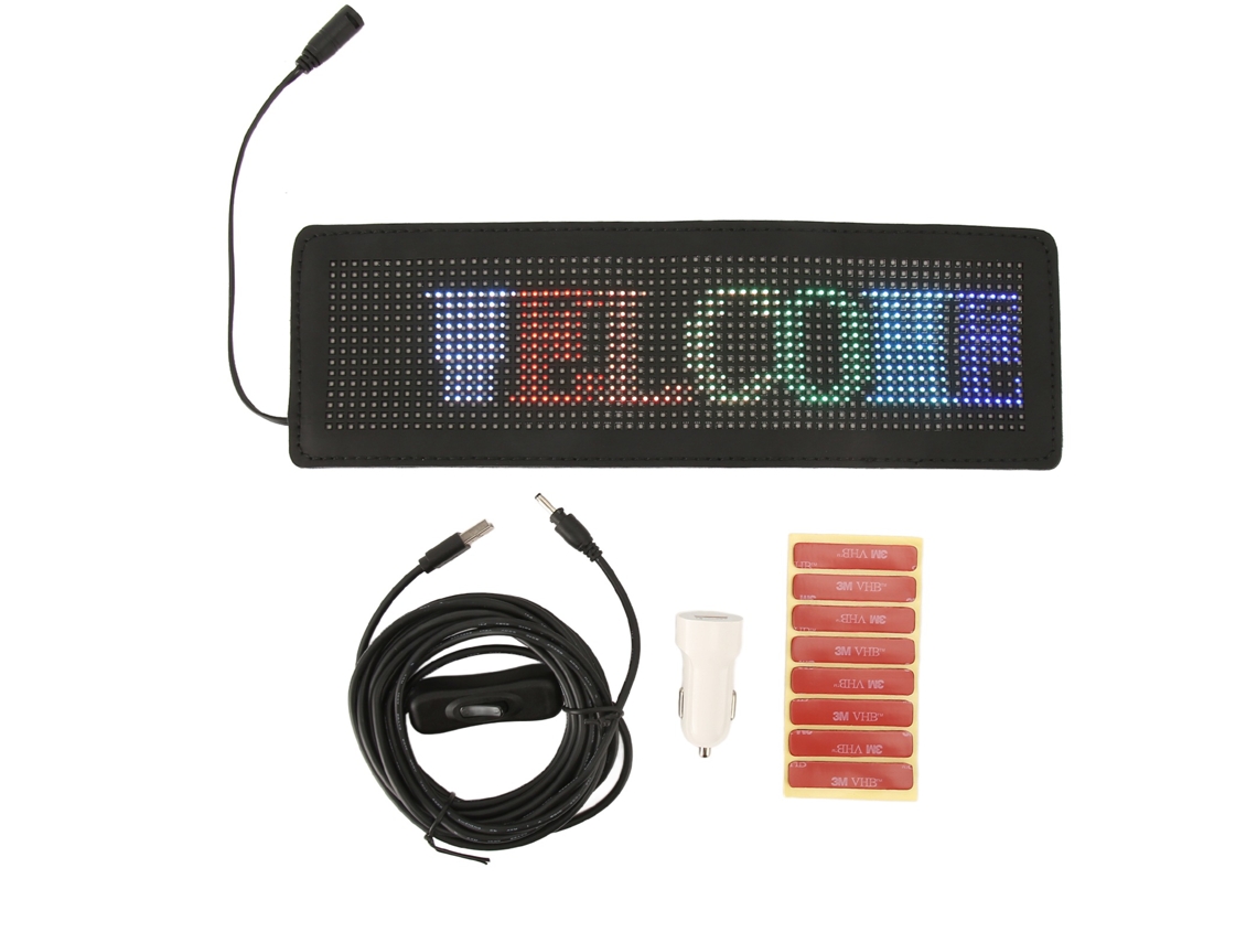 Placa de LED de carro programável via app com USB e plugue 12-24V para publicidade flexível | S/MARCA