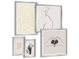 Conjunto De Pinturas Motivos Espaciais Minimalistas Espelharte (5 Peças)