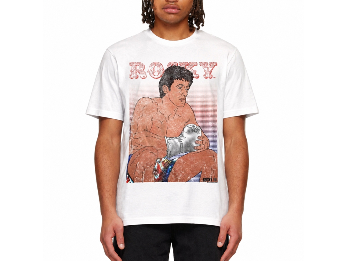 Rockinstone Rocky Movie Contemplation White Adult T-shirt Size:xl