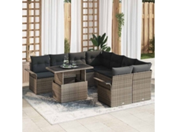 Vidaxl Conjunto De Sofá De Jardim 9 Unid. Cinzeto