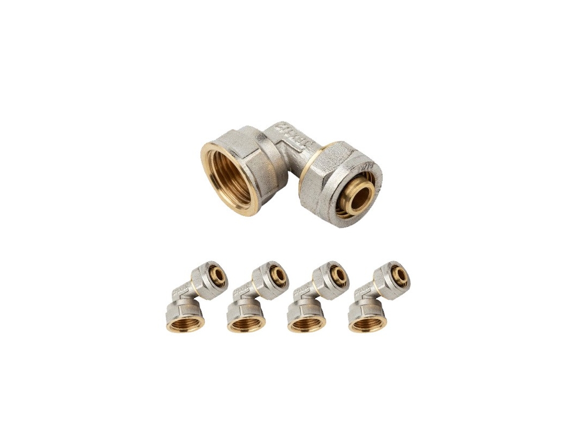 5 x 1/2 cotovelo fêmea para tubo de compressão multicamadas de 16 mm, sem necessidade de máquina de crimpagem, cinza Suinga