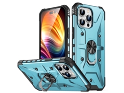Suporte Casa Para Iphone 15 Pro Max Pele Sintética Anti-choque Azul