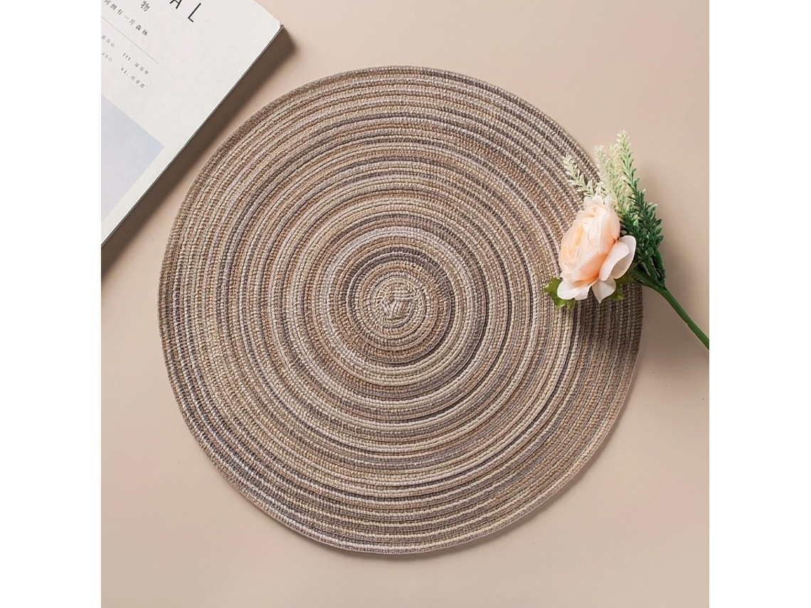 1 Toalha De Mesa De Linho E Algodão Para Mesa De Jantar, Conjunto De Chá Antiderrapante, Flor Redonda, Folha Mista Cáqui