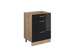 Móveis de cozinha R-Line, Mármore PT 60 cm, Preto Alto Brilho, VICCO