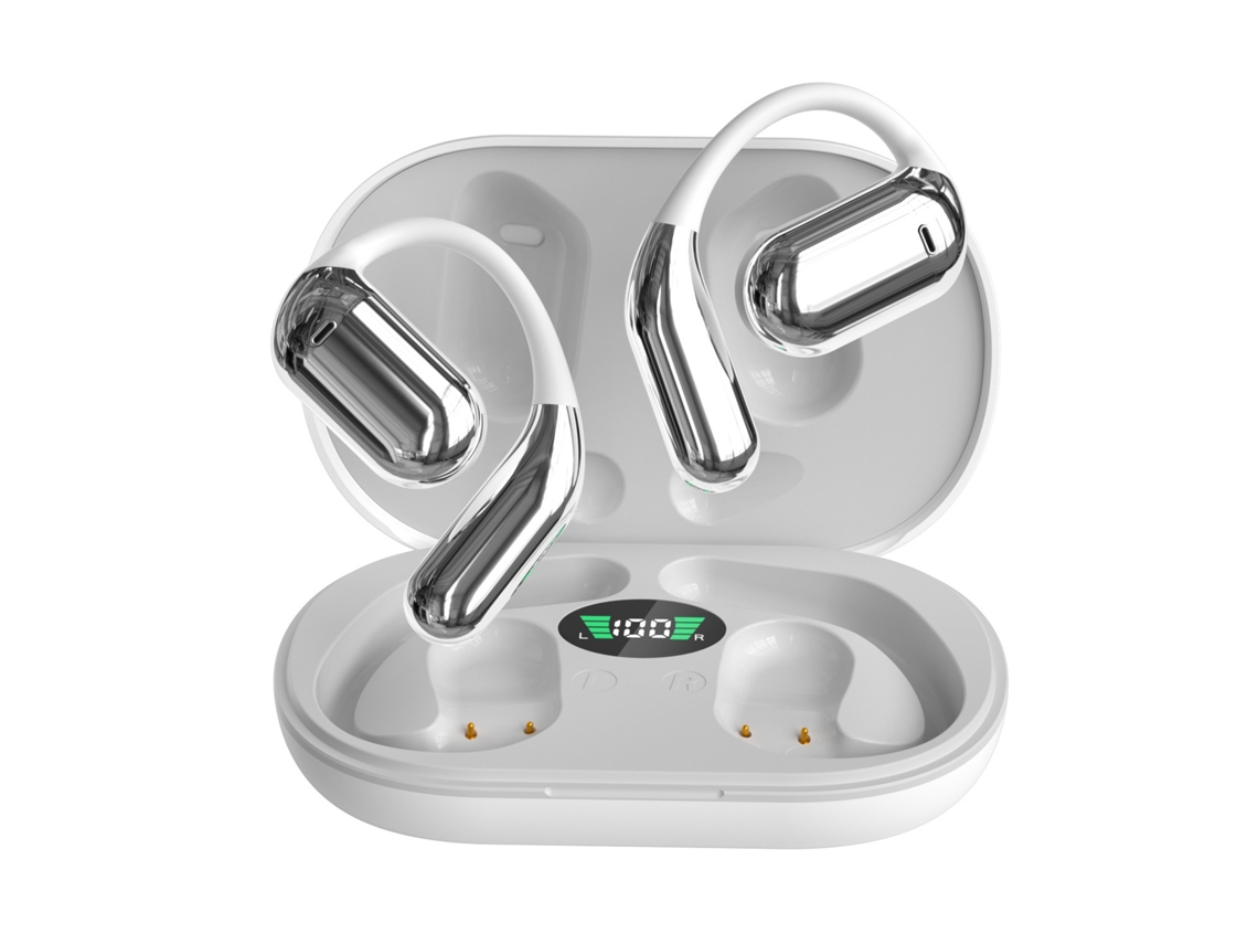 Fones Esportivos Bluetooth 5.4, Sem Fio, Gancho, 50h, Led, Cinza JIAPEI
