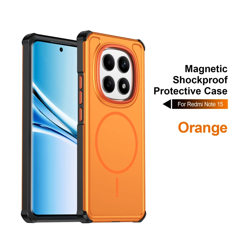 (laranja, Redmi Note 15 Pro 5g) Capa De Carregamento Magnética Fosca Luxuosa E Durável, Que Oferece Proteção Completa Contra Quedas.