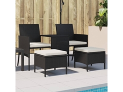 Vidaxl Sofá De Jardim De 2 Lugares Com Mesa E Bancos Vime Pe Preto