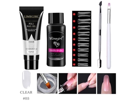 Conjunto De Gel De Extensão Poli Nail Art Clear Camouflage Color Nail Tip Form Crystal Uv Gel Nail Gel Limegirl