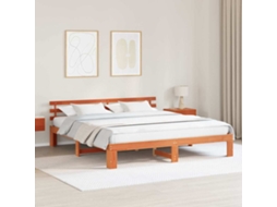Vidaxl Estrutura Da Cama Com Cabeceira Marrom Cera 180 X 200 Cm