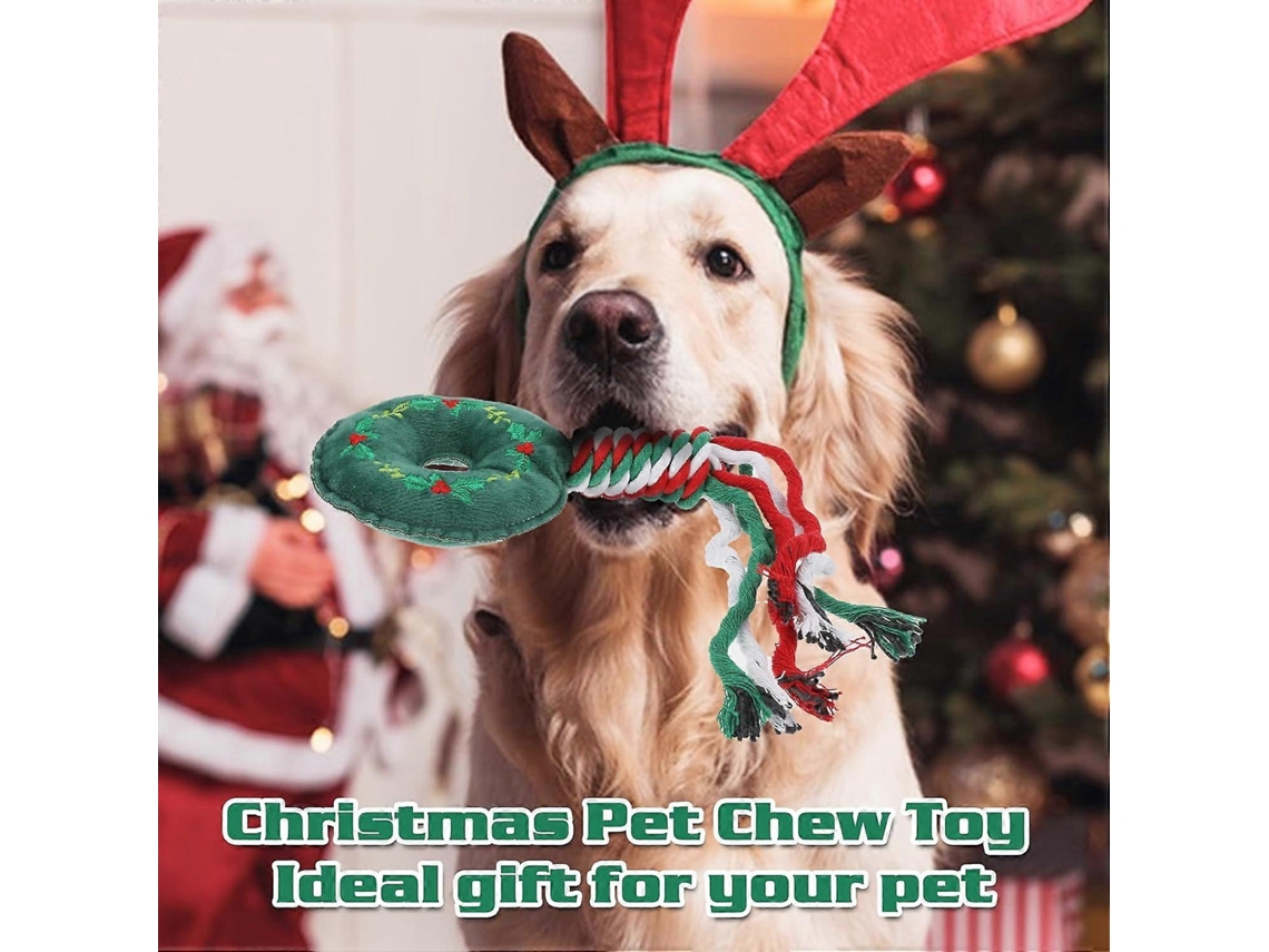 Brinquedo De Natal Para Cão Com Corda E Peluche Modelo D