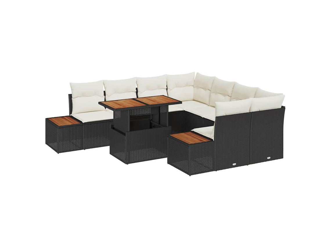 Maison Exclusive - Conjunto De Jantar Para Jardim Com Almofada 9 Pcs Preto E Bege