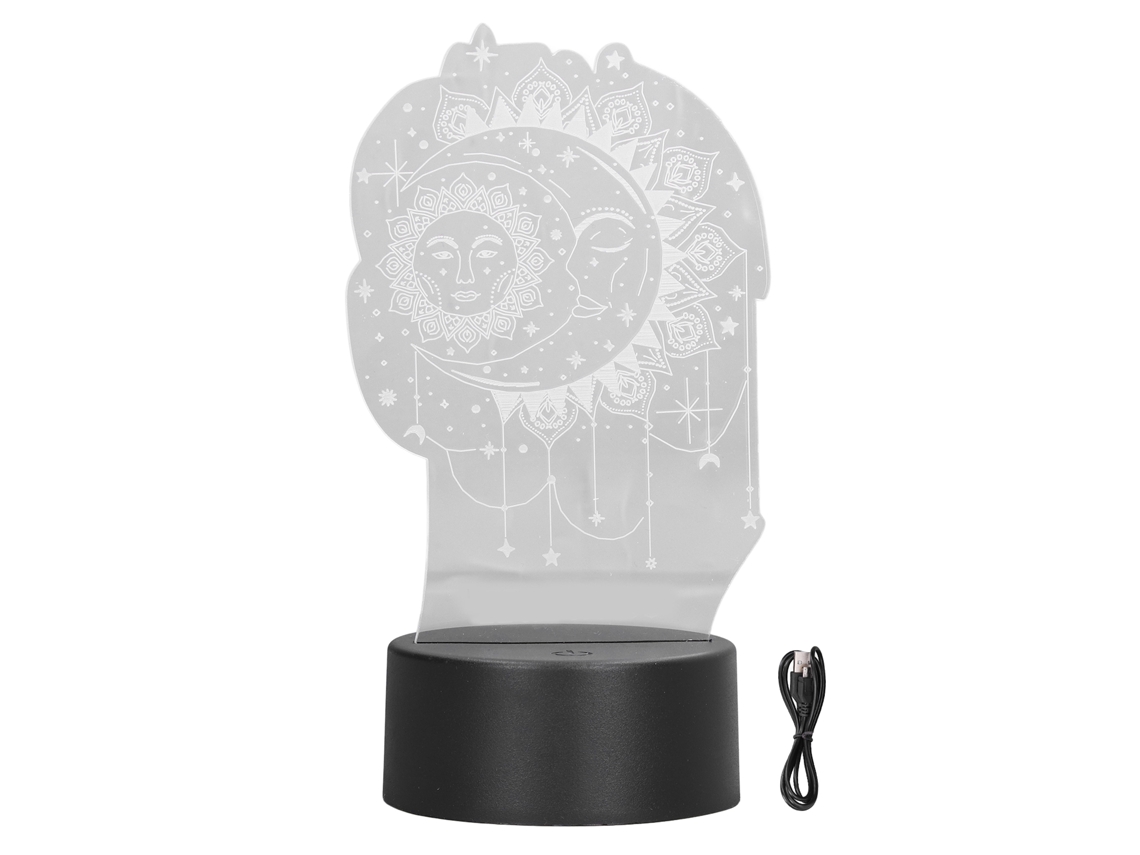 Rebe-lâmpada De Mesa 3d Led De Sol E Lua 7 Cores Luz Noturna Acrílico Interruptor Táctil Usb Para Quarto