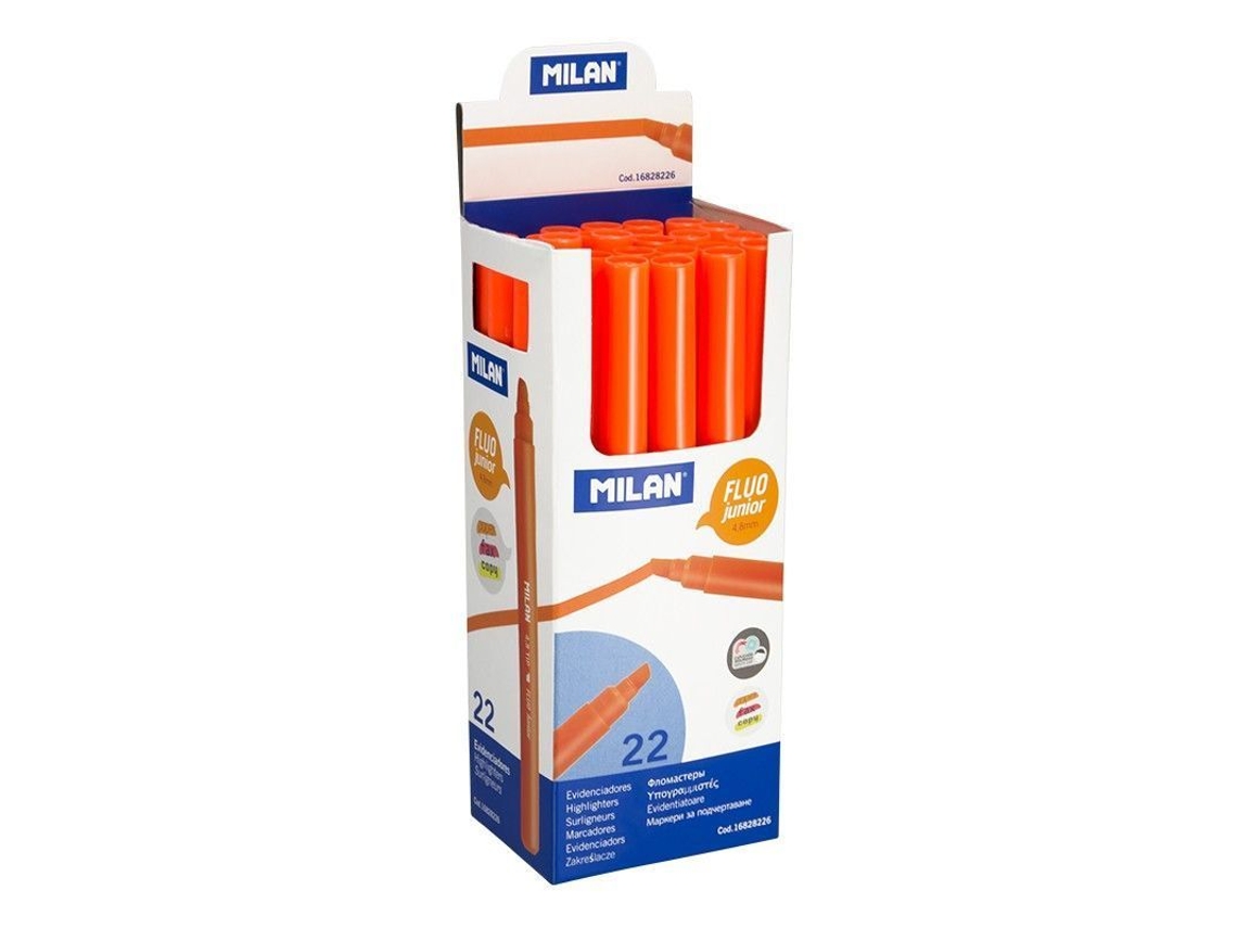 MILAN Caixa com 22 Marcadores Fluorescentes Junior Orange