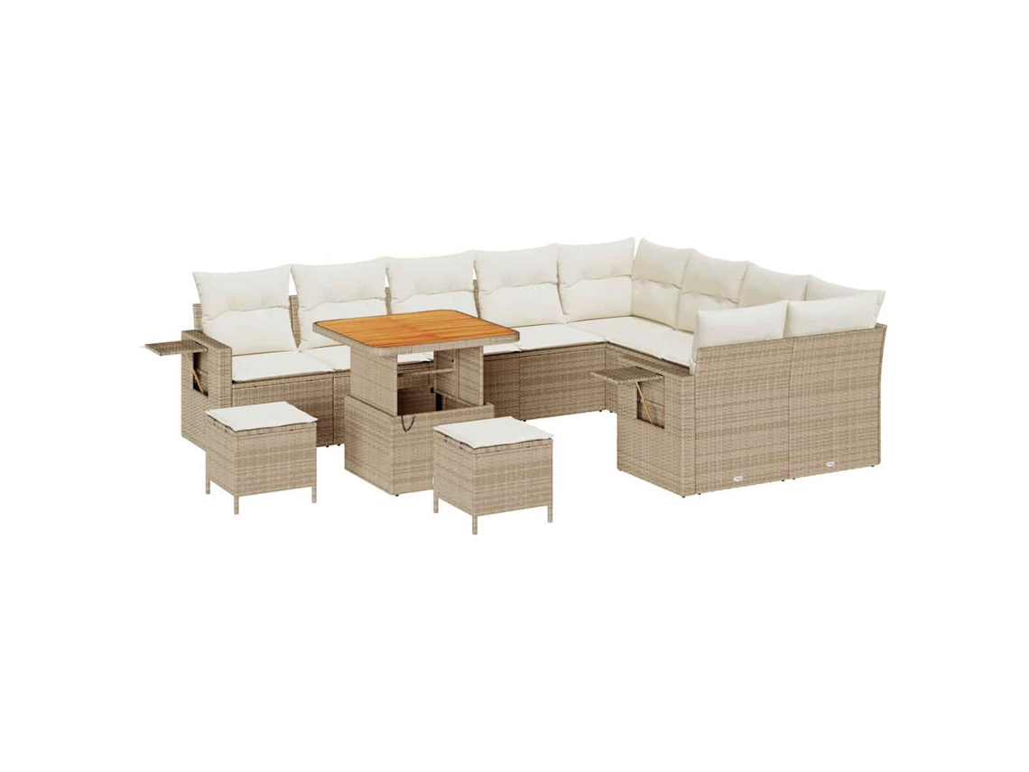 Maison Exclusive - Conjunto De Sofá De Jardim 12 Pcs Bege E Creme Vime Pe