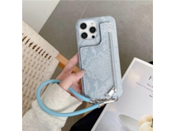 Capa Com Zíper E Porta-cartões Compatível Com Iphone 15 Pro, Textura De Cobra, Pu Capa Traseira De Pc Com Cordão
