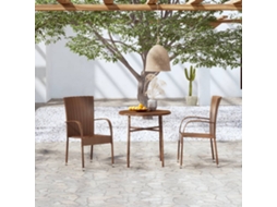 Vidaxl 3 Pcs Conjunto De Jantar Para Jardim Vime Pe Castanho
