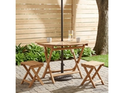 Vidaxl Mesa De Jardim Dobrável Natural Ø 110 X 75 Cm