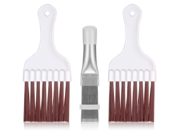 Kit de 3 pincéis para limpeza de aletas de ar condicionado e bobinas de geladeira, aço inox | S/MARCA