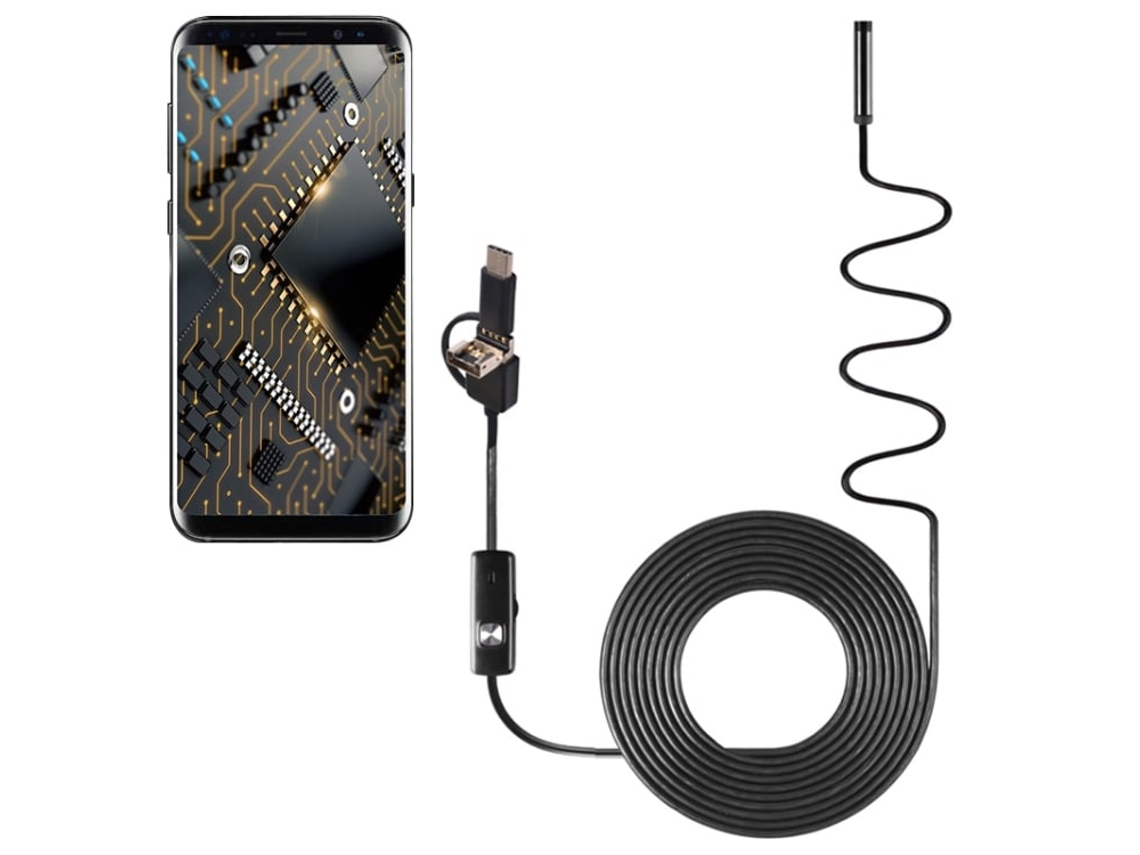 An100 3 em 1 Ip67 À Prova D Água Usb c Tipo C Micro Usb Usb Hd Endoscópio Câmera de Inspeção 6 Leds para Android Otg Lente 5.5mm XIAOMOYU (5m)