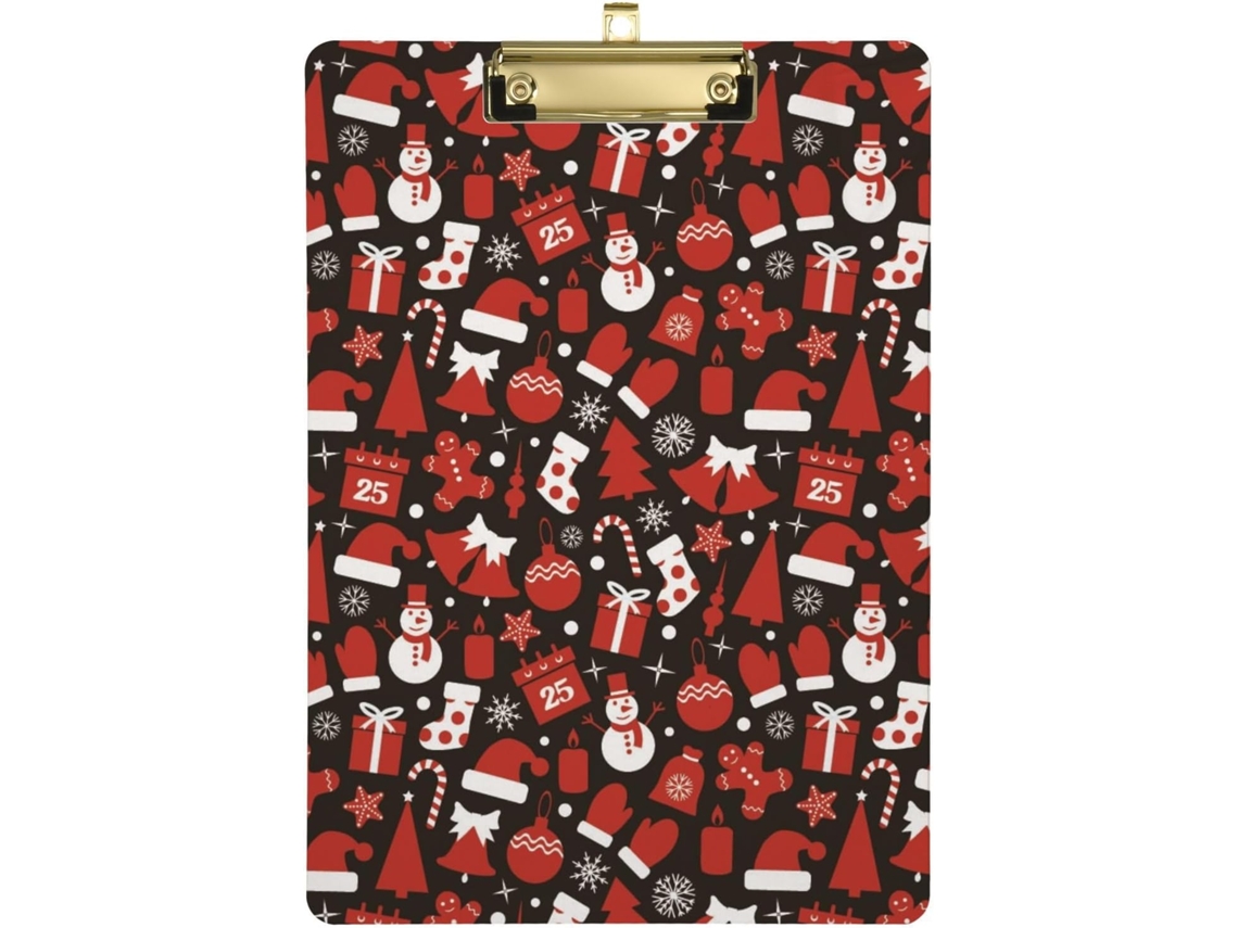 Prancheta Vermelha com Decoração Natalina e de Ano Novo em Acrílico. 31,8 X 22,9 0,3 Cm Durável Resistente