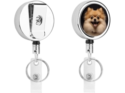 Porta Crachá Com Clipe Retrátil De Metal, Em Nylon, Com Cordão De Aço Inoxidável, Crachá De Identificação, Com