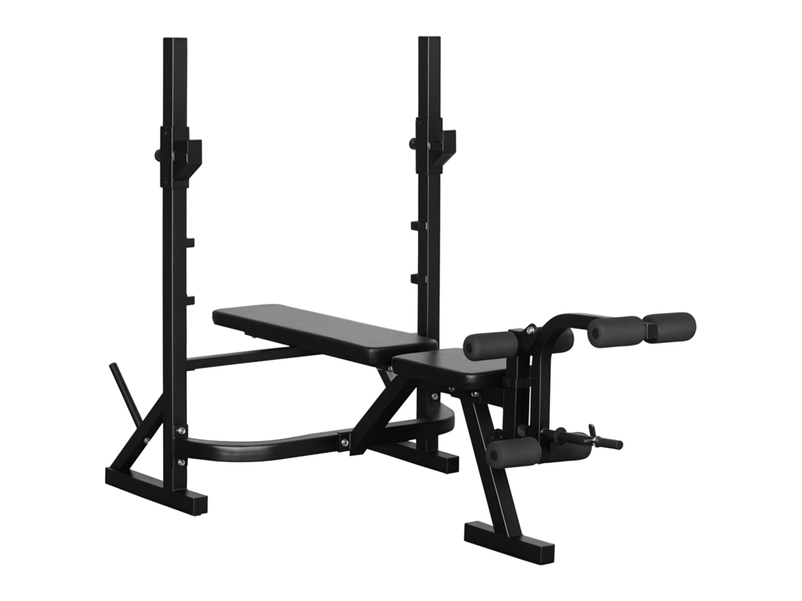 Banco de Musculação Multifuncional com Altura Ajustável de 3 Níveis para Treino de Corpo Inteiro 175x98x130 Cm Preto Ge