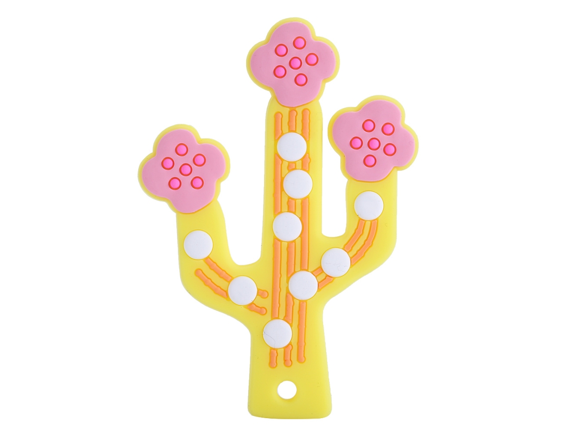 Mali chupeta em Silicone para Bebê Forma de Planta Brinquedo Morder Amarelo