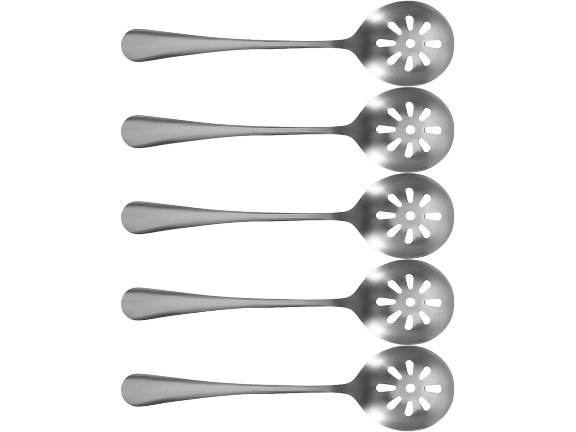 Conjunto De 5 Colheres Perfuradas Bestoyard, Prateadas, Em Aço Inoxidável, 7, 8x 2 Polegadas