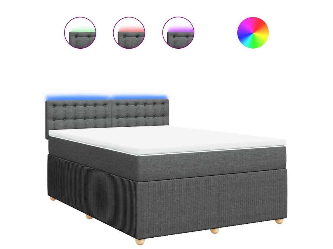 Box Spring Bed, Box Spring Beds Vidaxl Cinzeto Tecido (140 X 190 Cm)