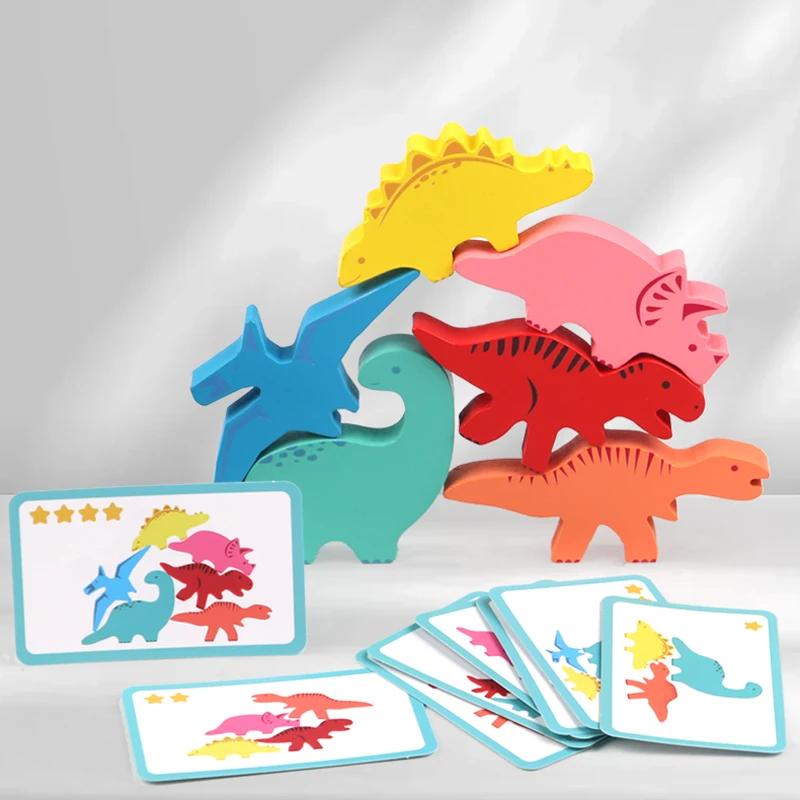 Crianças Desktop Engraçado Puzzle Dinossauro Jenga Blocos De Mesa Jogos Interativos Para Melhorar A Mão-olho Coordenação Das Crianças