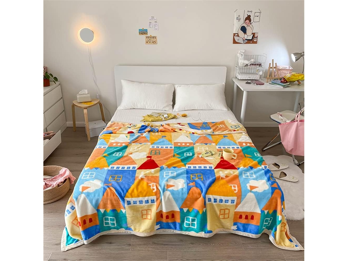 Manta de Flanela Estampada Fofa Inverno Fansu Lã Grossa Macia e Quente para Cama Adultos Crianças Sofá Quarto