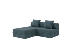 Sofá Modular 3 Lugares + Puff  Convertível  Veludo Regular Azul Escuro