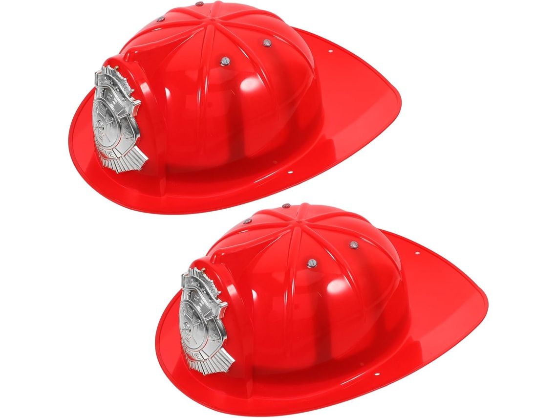 Conjunto De 2 Chapéus De Bombeiro De Plástico Vermelho Para Meninos E Meninas, Acessórios Para Cosplay.