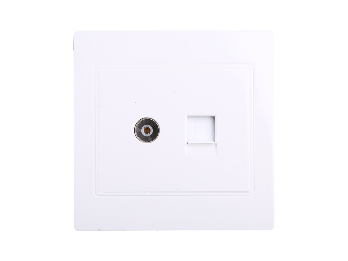 Placa de Parede Multifuncional para Antena Tv com Tomada Coaxial e Adaptador Internet RJ45 BRILVIBERA