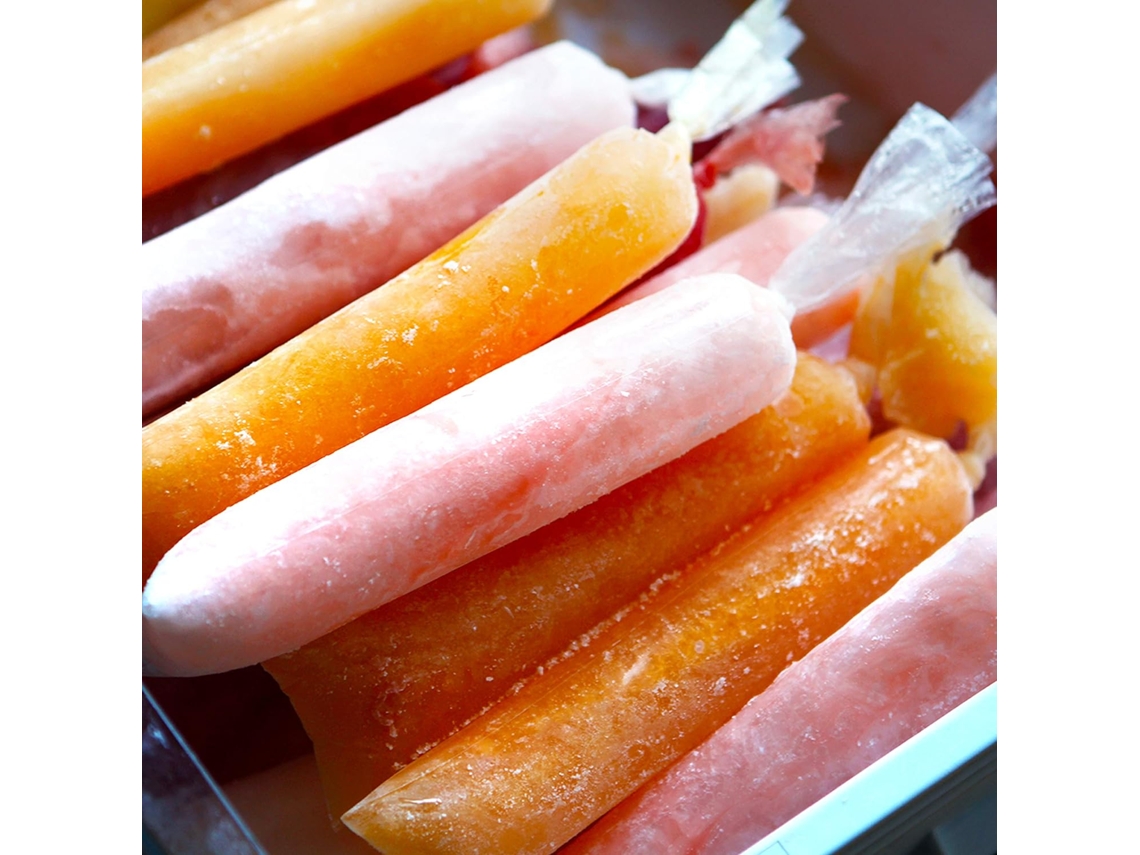 100 Bolsas De Plástico Para Gelados E Picolés Em 2 Tamanhos (2x12 E 3x10 Polegadas)