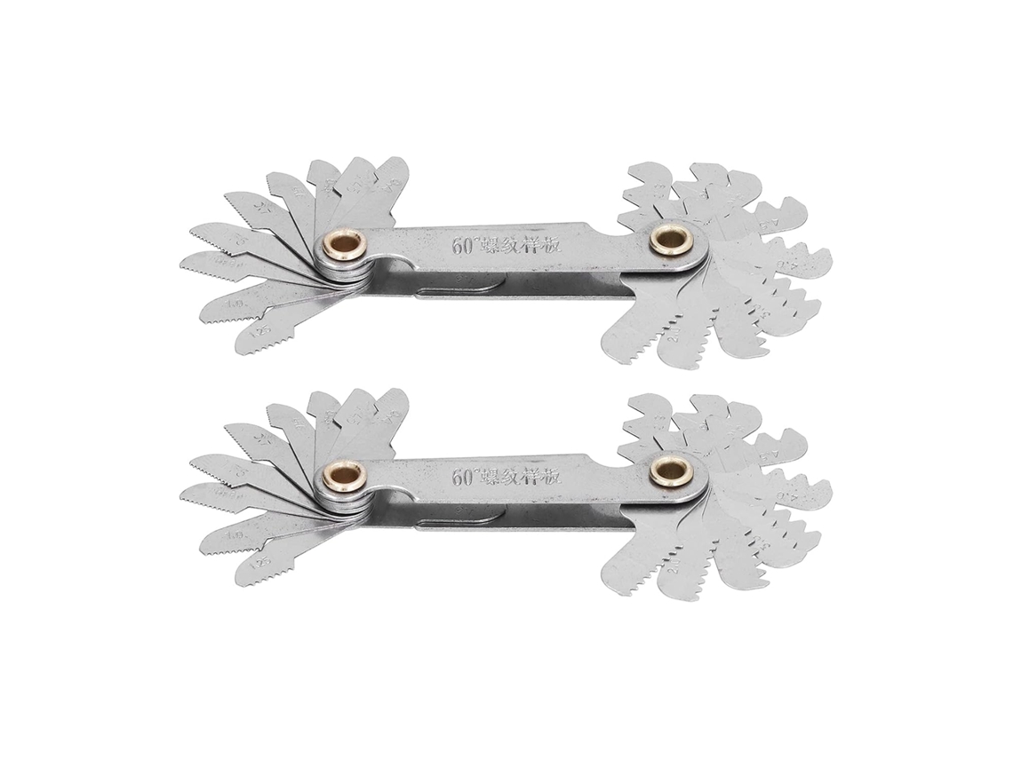 Oumefar Conjunto De 2-calibradores Rosca, Medidor De Passo Rosca 60° Com 20 Lâminas Métricas, Ferramenta Industrial De