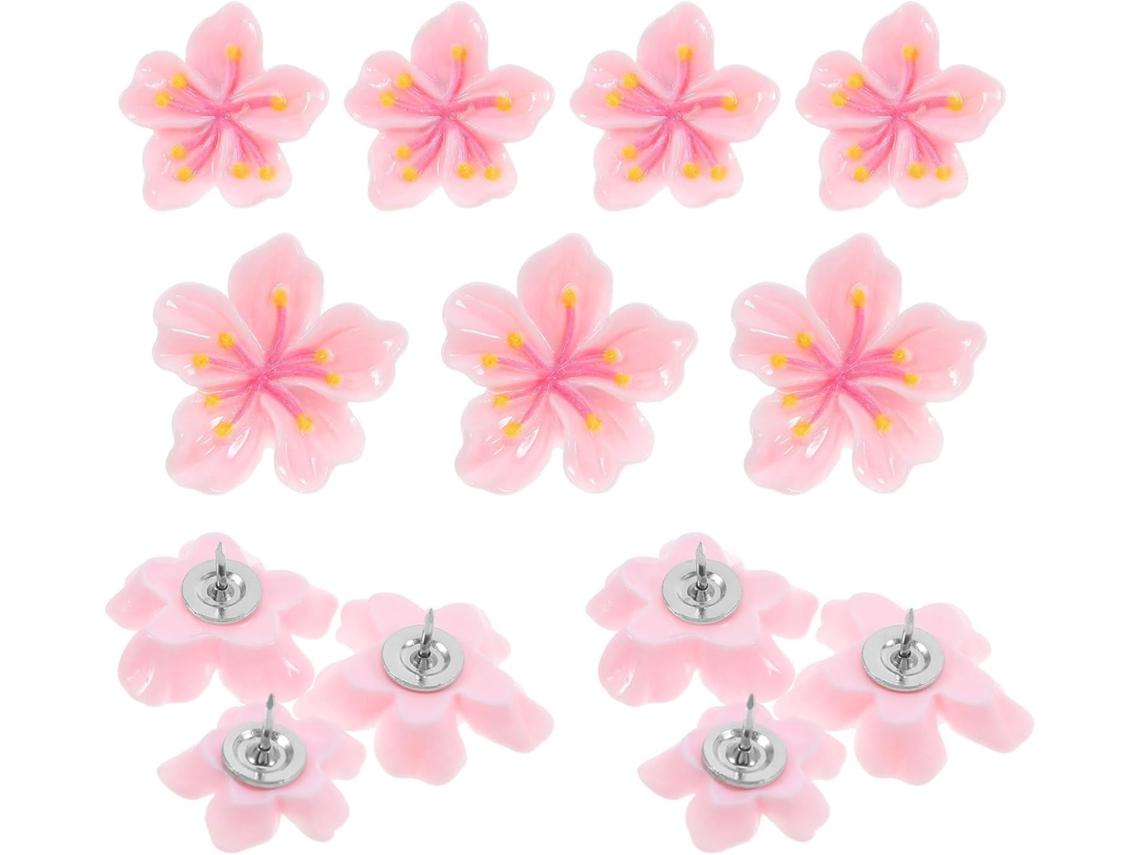 Conjunto Shineofi de 30 Tachinhas Decorativas de Resina com Pessego de Flor para Tachinhas de Mesa, Escola e Casa