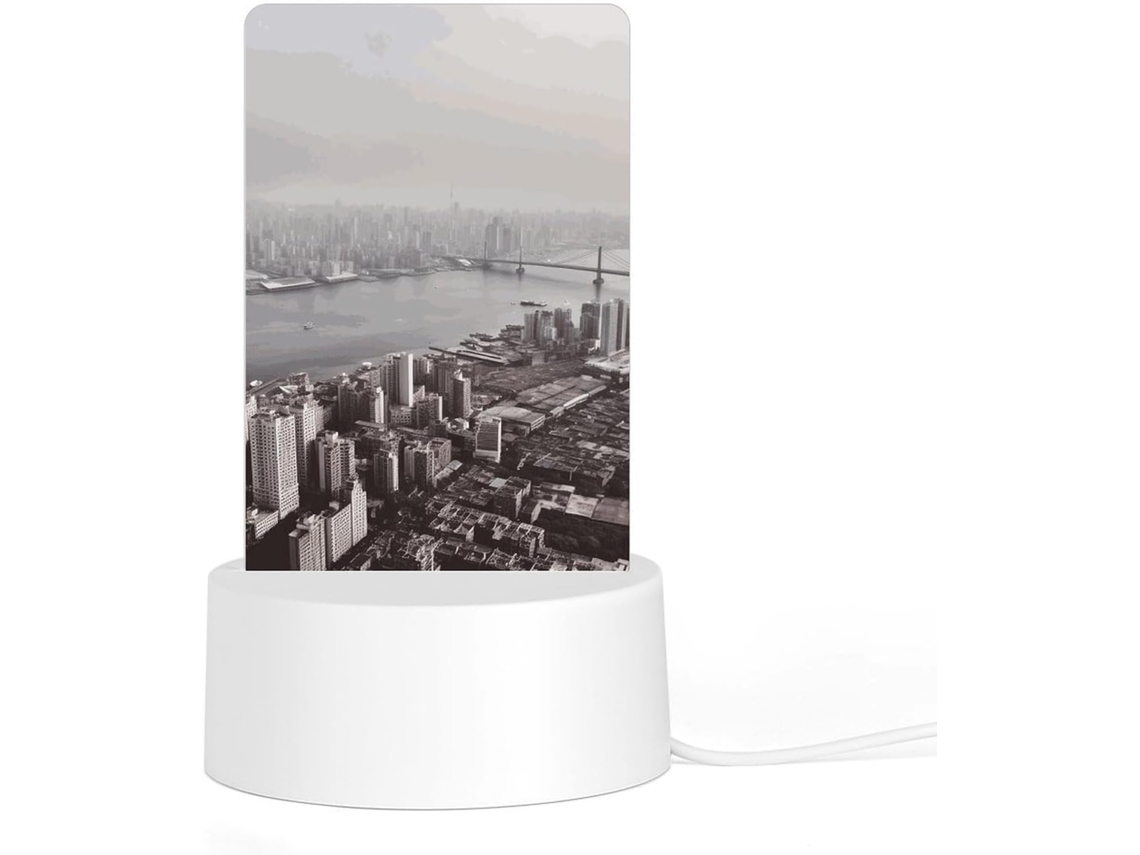 Luminária noturna de acrílico com base, estampa da cidade de Mumbai, luminária noturna de LED para quarto, banheiro