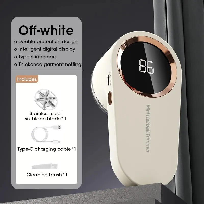 Removedor De Cotão Com Visor Led Hexinyigjly 3 Velocidades Até 9000rpm,recarregável, Para Roupa E Sofá Bege Bege