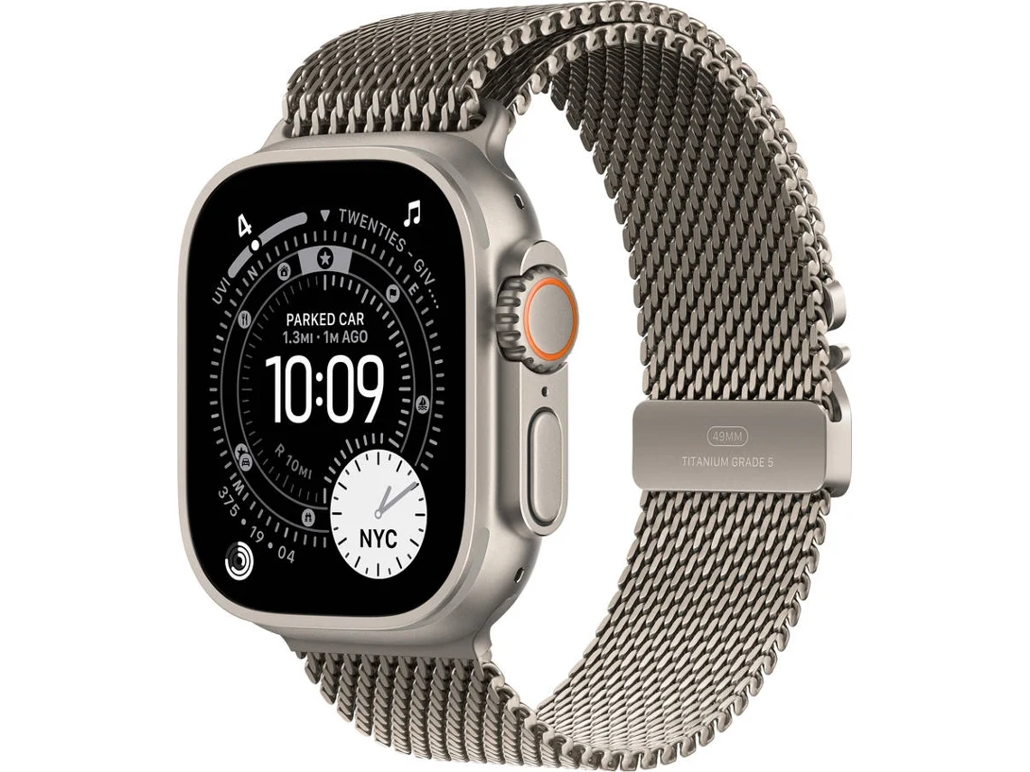 APPLE Watch Ultra 3 GPS + Cellular 49 mm Titânio Natural com Loop Milanesa Titânio Natural (Tamanho S)